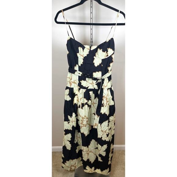Shona Joy Lucia Bustier Floral Belted Black Maxi Dress Size 4 - Picture 4 of 9